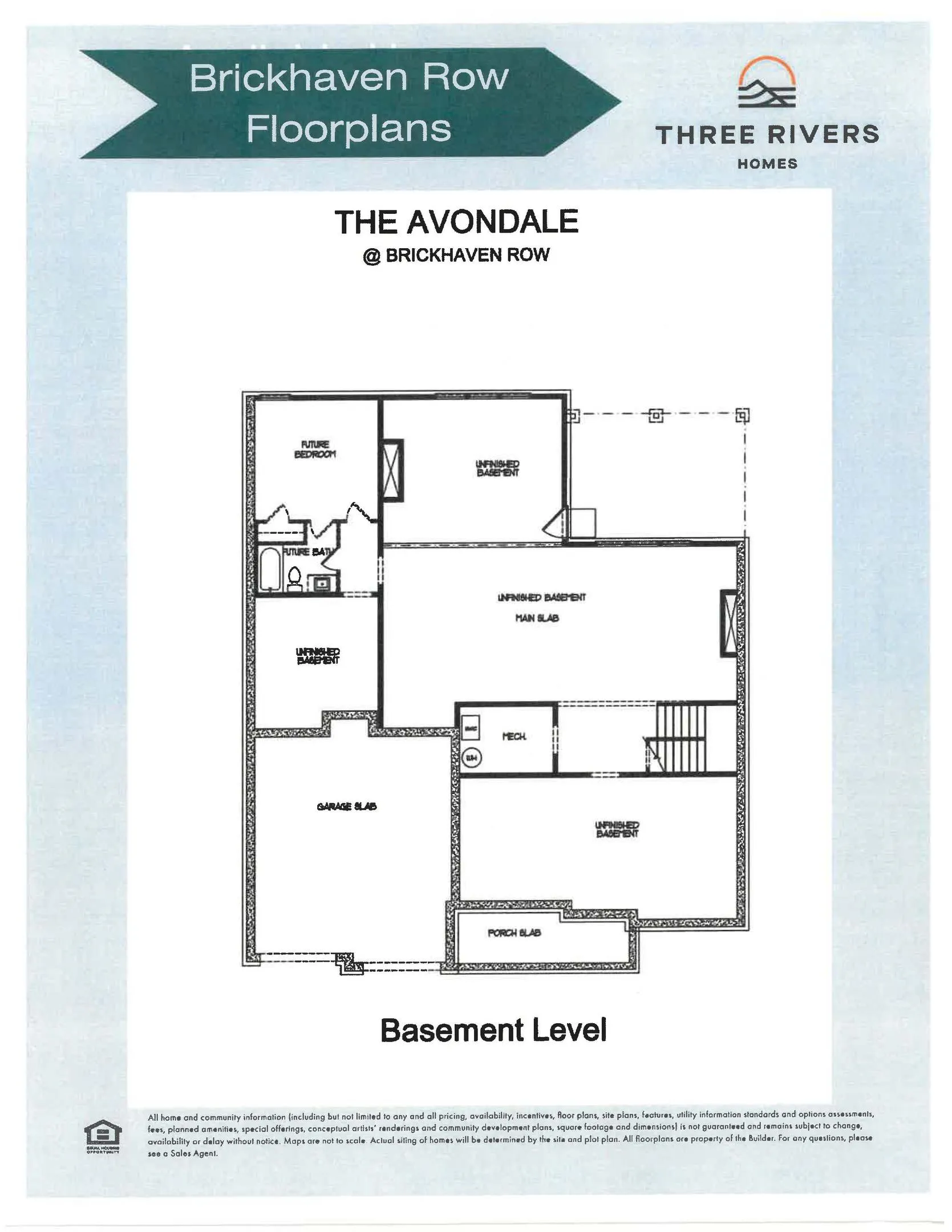 The Avondale Floor Plans-Optional Basement Level