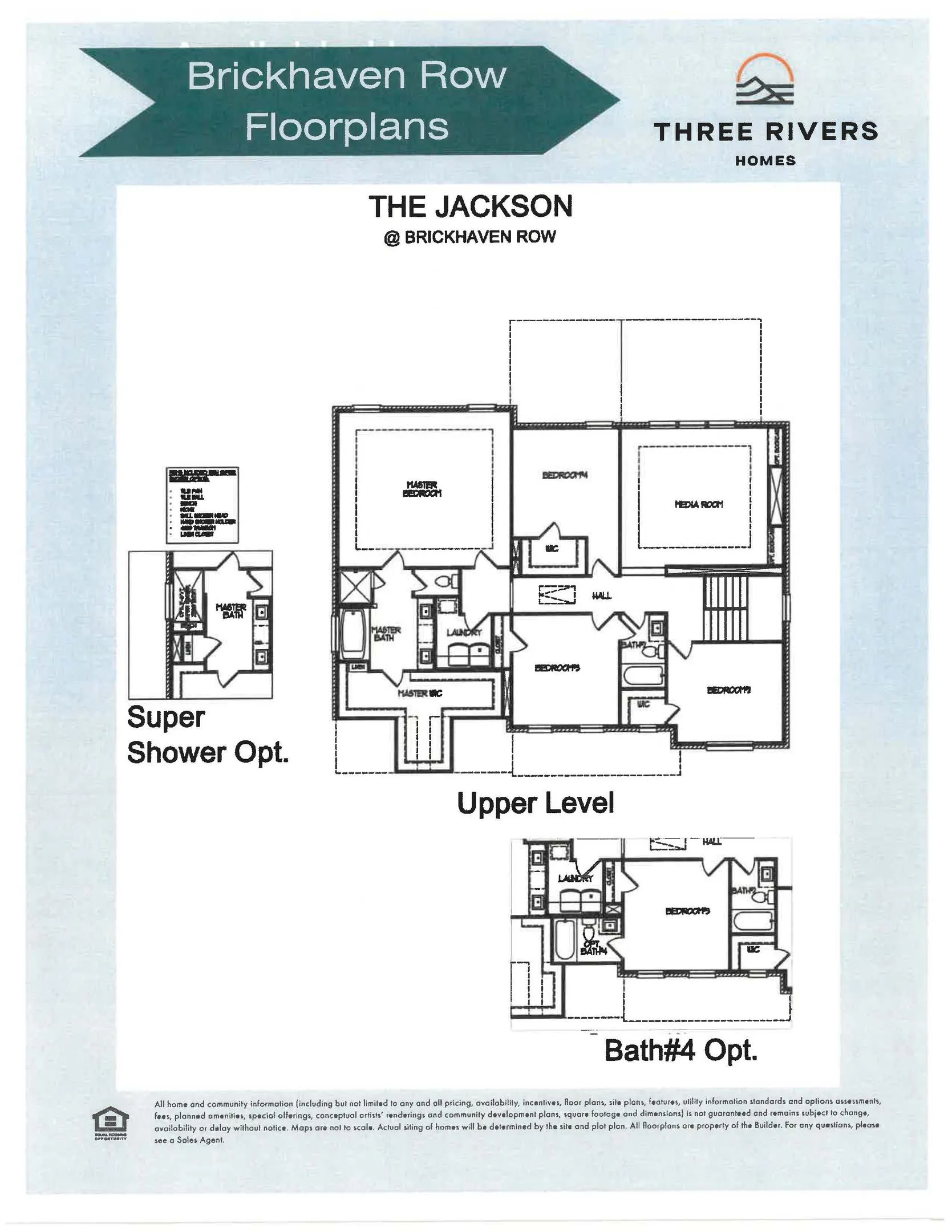 The Jackson Floor Plans Upper Level with Options