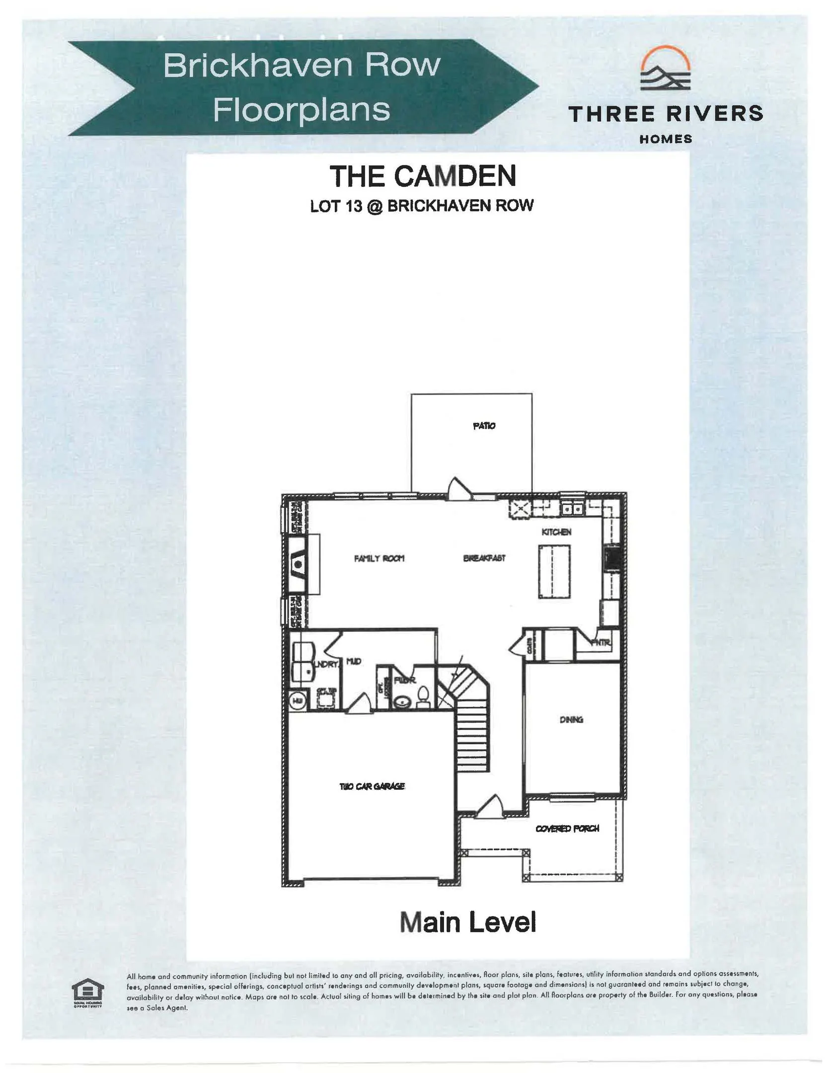 The Camden BR Floor Plans Main Level