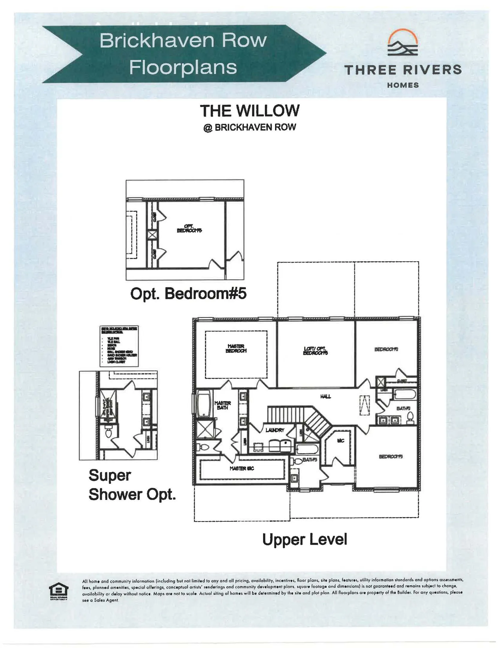 The Willow Floor Plans Upper Level With Options